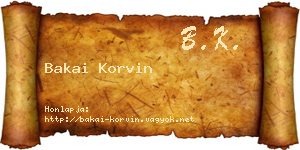Bakai Korvin névjegykártya